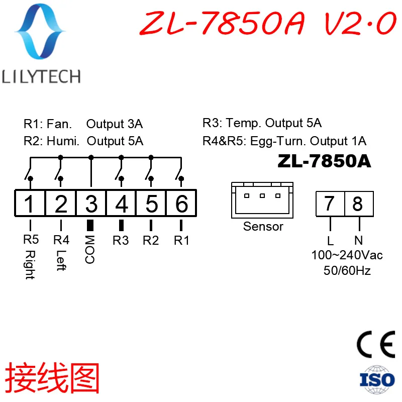 ZL-7850A Accessorio automatico per incubatrice per uova 220V Nuovo regolatore di umidità della temperatura per l'allevamento di polli
