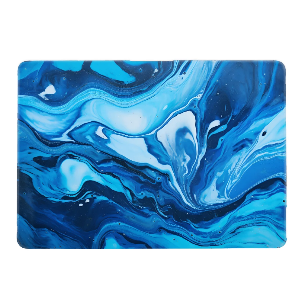 حافظة كمبيوتر محمول مطبوعة لجهاز ماك بوك برو 14 2024 غطاء M4 غلاف صلب لجهاز ماك بوك اير/برو M2 M3 13 15 16 ماكس حافظة من الرخام السائل #1