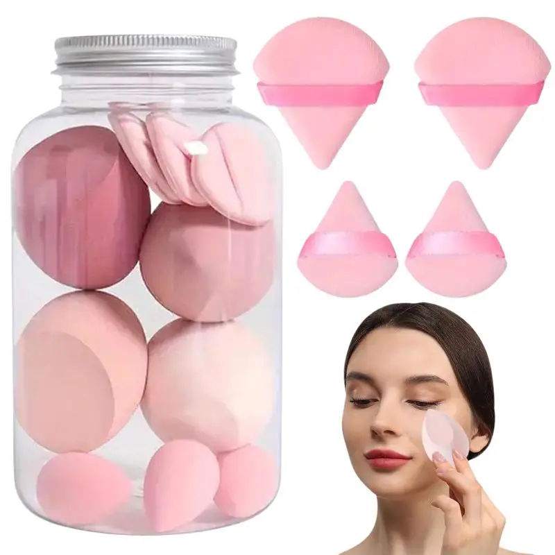 Set Of 14 Soft Skin-Friendly Powder Puffs Can Be Used Wet Or Dry To Create The Perfect Makeup Base Water Droplet-Shaped Slanted
