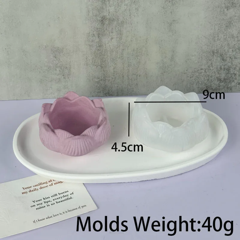 Lotus Shape Candle Holder Plaster Mold for Crafting