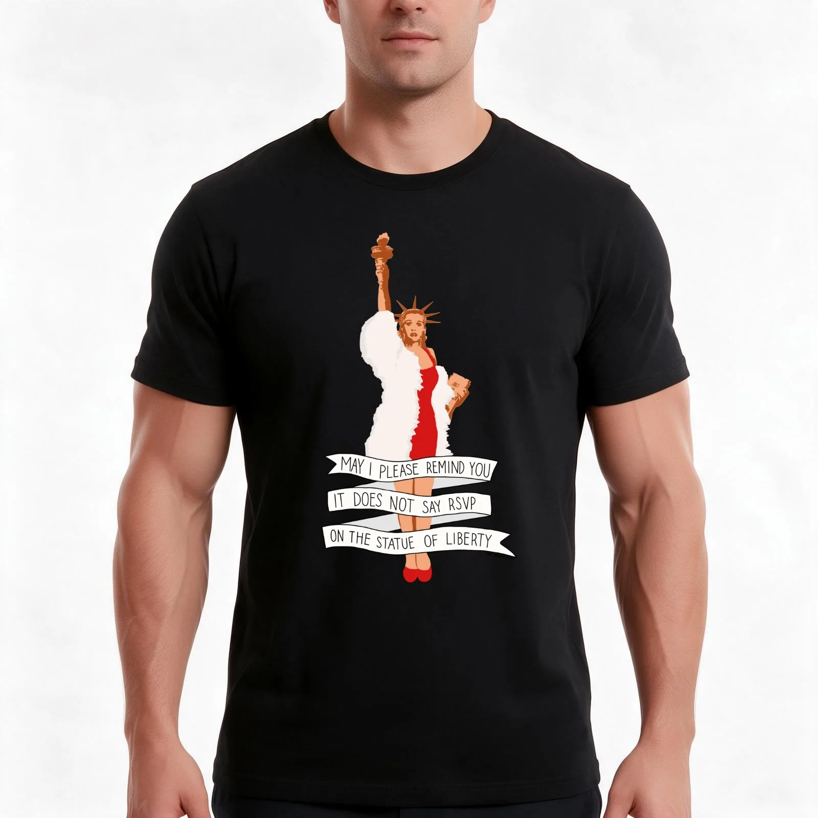 It Does Not Say RSVP On The Statue Of Liberty - The Peach Fuzz T-Shirt, Summer Casual Cotton Tee, Oversized Streetwear Tops