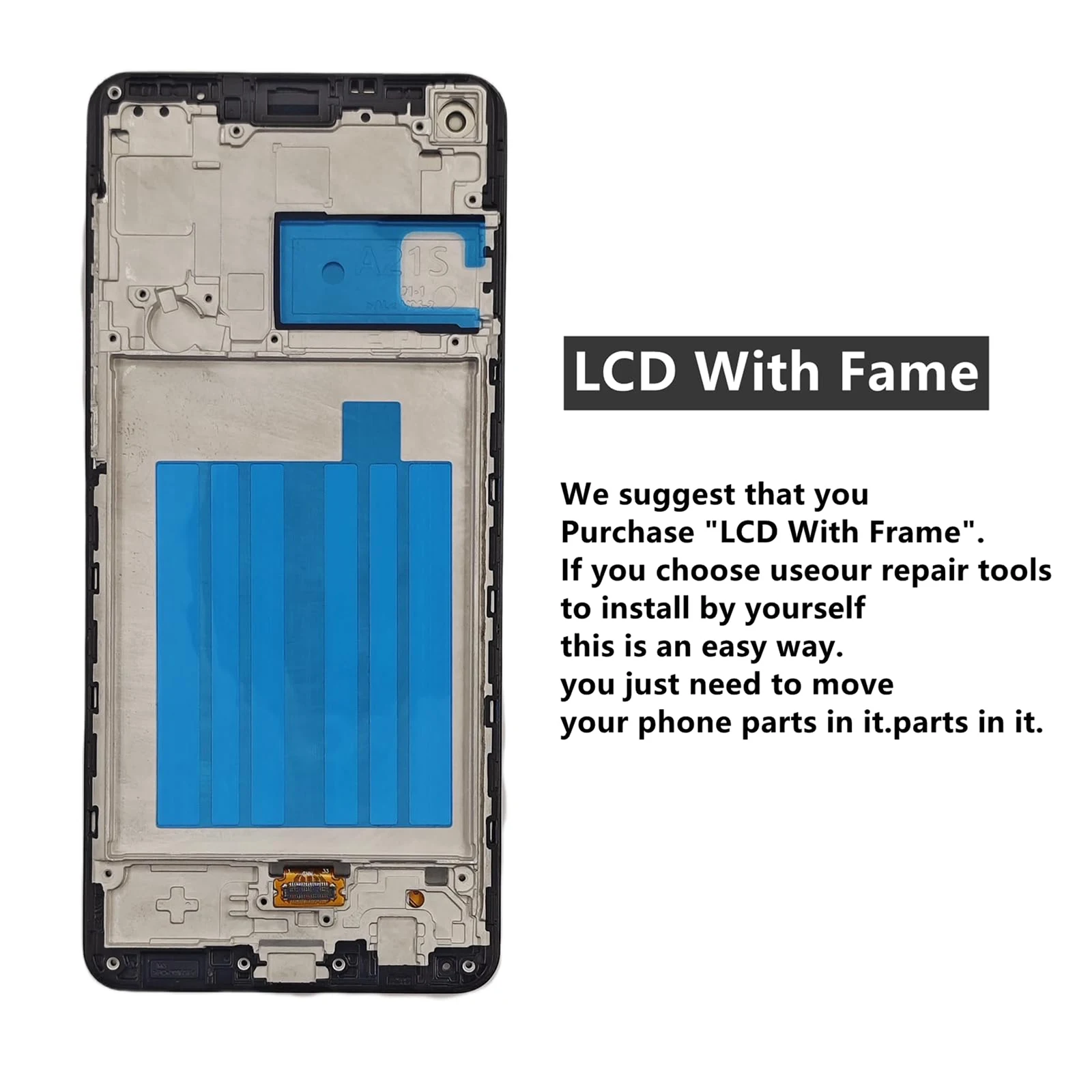 Screen Replacement for Samsung A21s with Frame, LCD Display Assembly, Repair Tool Included