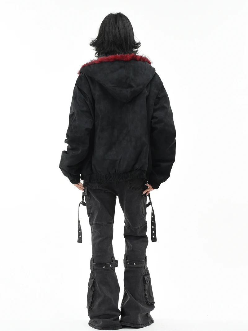 

Мужские куртки с меховым воротником в восточноевропейском стиле для автоспорта, гонок, трековых и полевых видов спорта, с вышивкой, светоотражающие, из шерсти