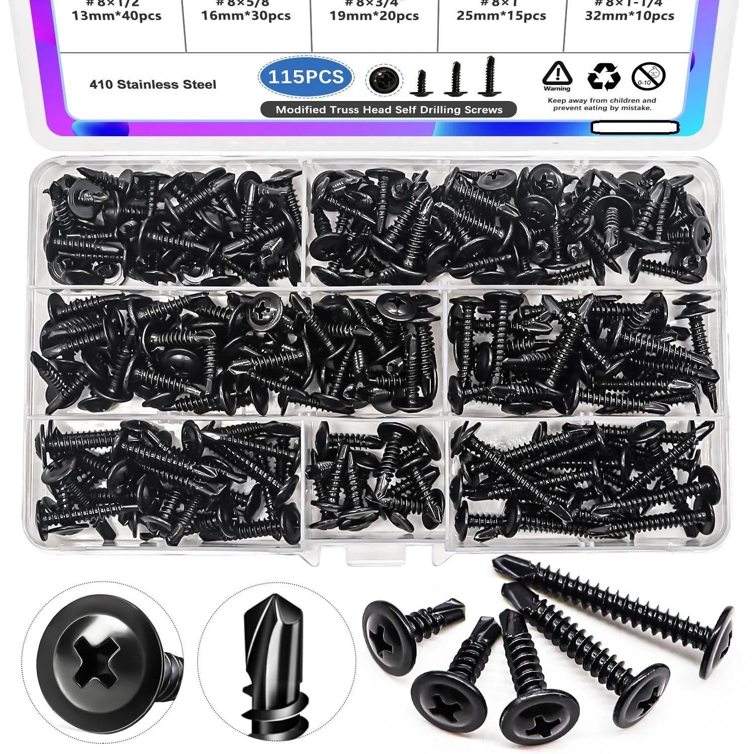 #8 Self Tapping Screws 410 Stainless Steel Self Tapping Screws for Metal Modified Truss Head Self Drilling