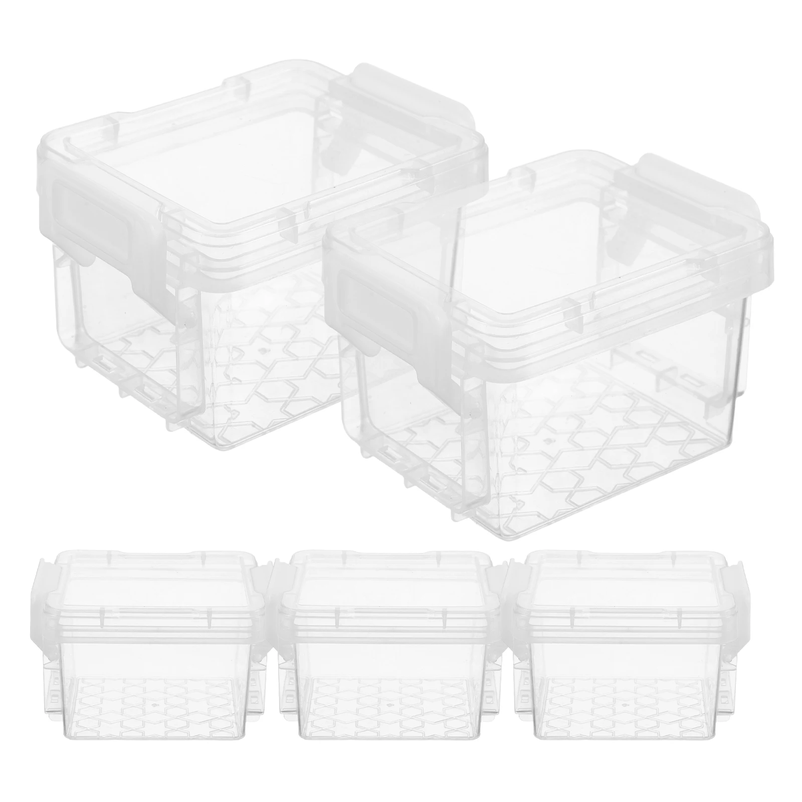 

5pcs Transparent Storage Box Clear Stackable Organizers Multifunctional Plastic Beads Jewelry Container Lightweight for Office