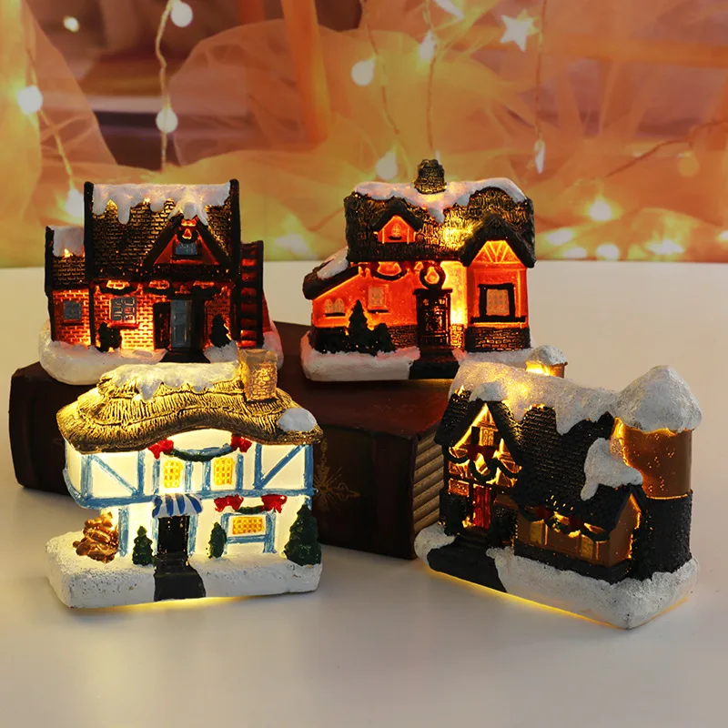 

Resin Small House Christmas Decoration Luminous Micro Landscape Festival Decor Creative New
