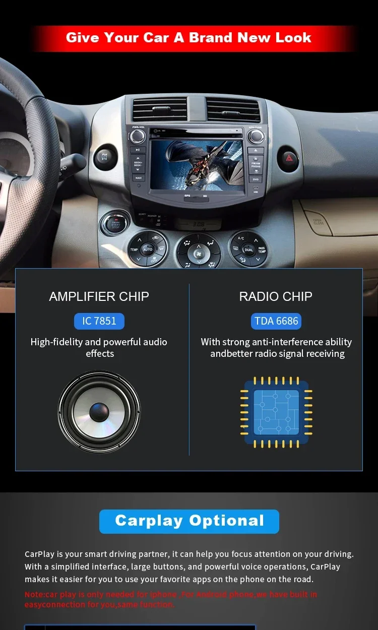 2 din Android 13  Car radio DVD Player For Toyota RAV4 Rav 4 2007 2008 2009 2010 2011 2012 GPS Navigation stereo head unit Wifi