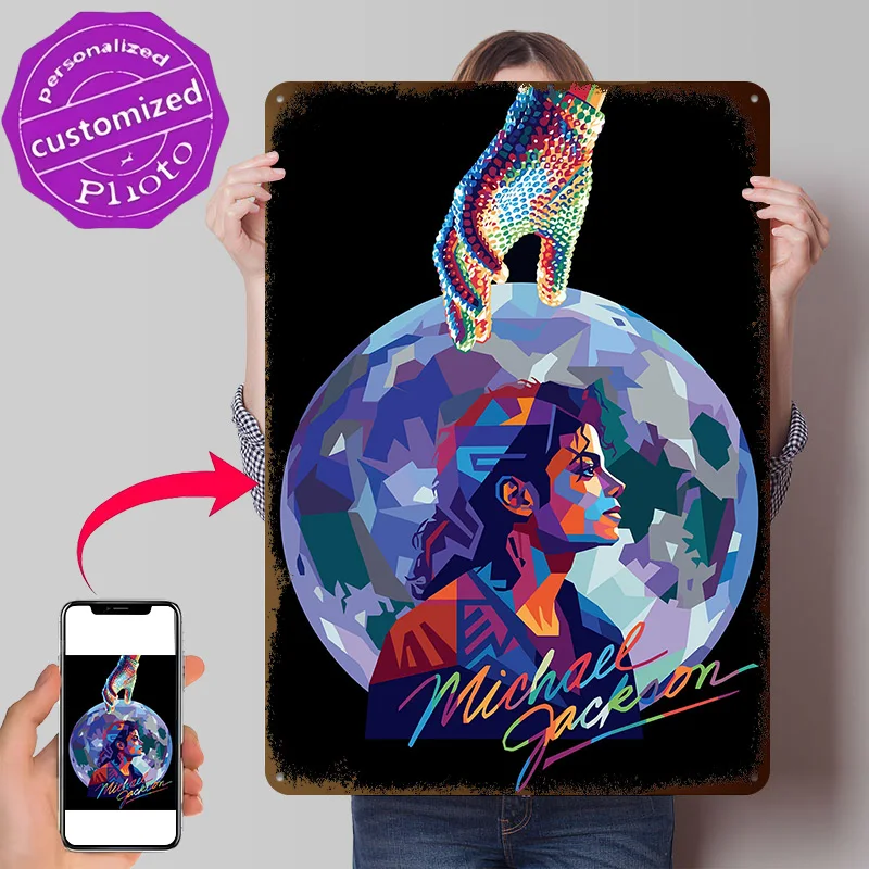 Michael Jackson Pop Art Portrait Metal Poster Perfect Gift for Fans Lovers Personalized Wall Art Metal Sign for Room Ornaments