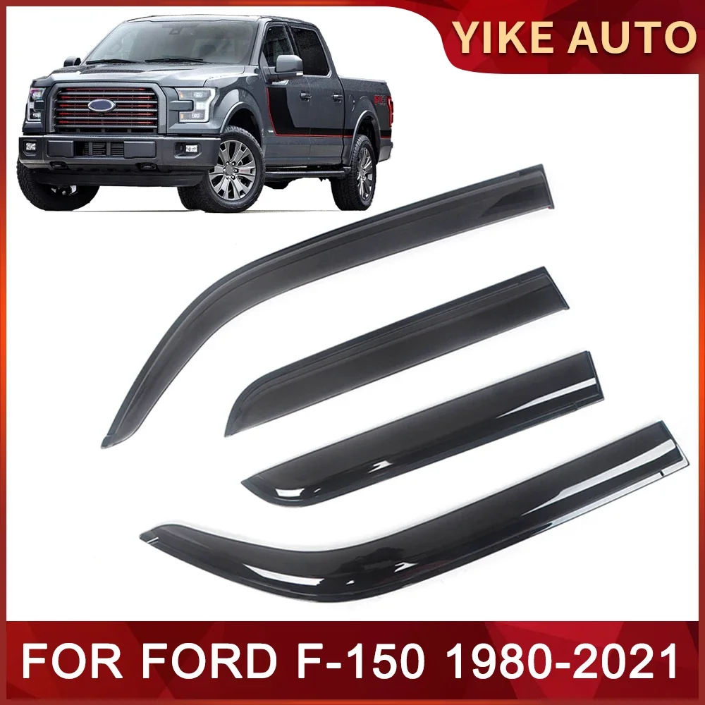 Window Visor for FORD F-150 1980-2021 F150 Weathershied Door Visor Wind Sun Rain Guards Side Window Wind Deflectors Auto Parts