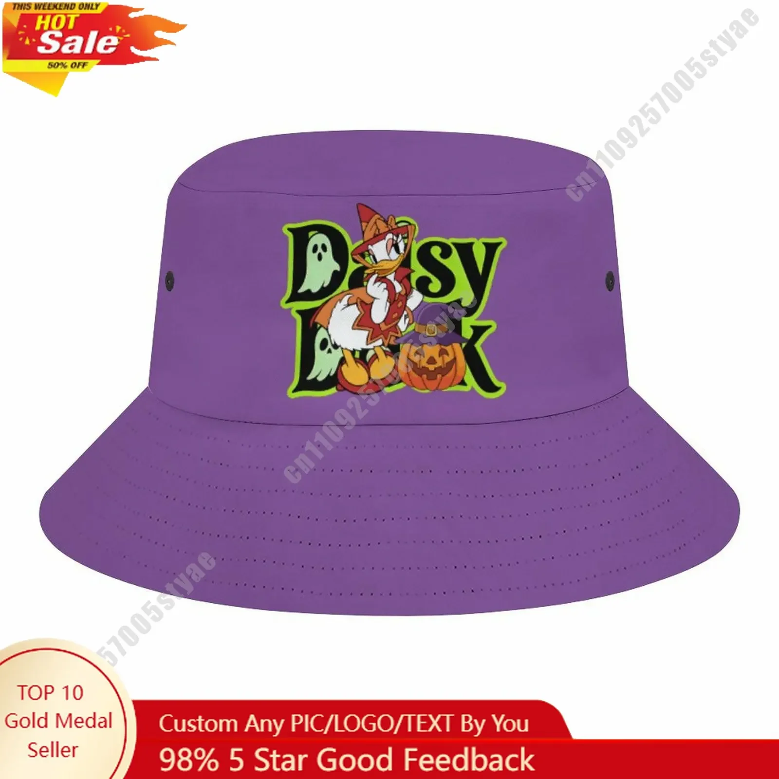 

Daisy Duck Bucket Cap Disney Cartoon DIY Custom Your Graphic Design Fisherman Hat Holidays Gift Sun Protection Fashion Hat