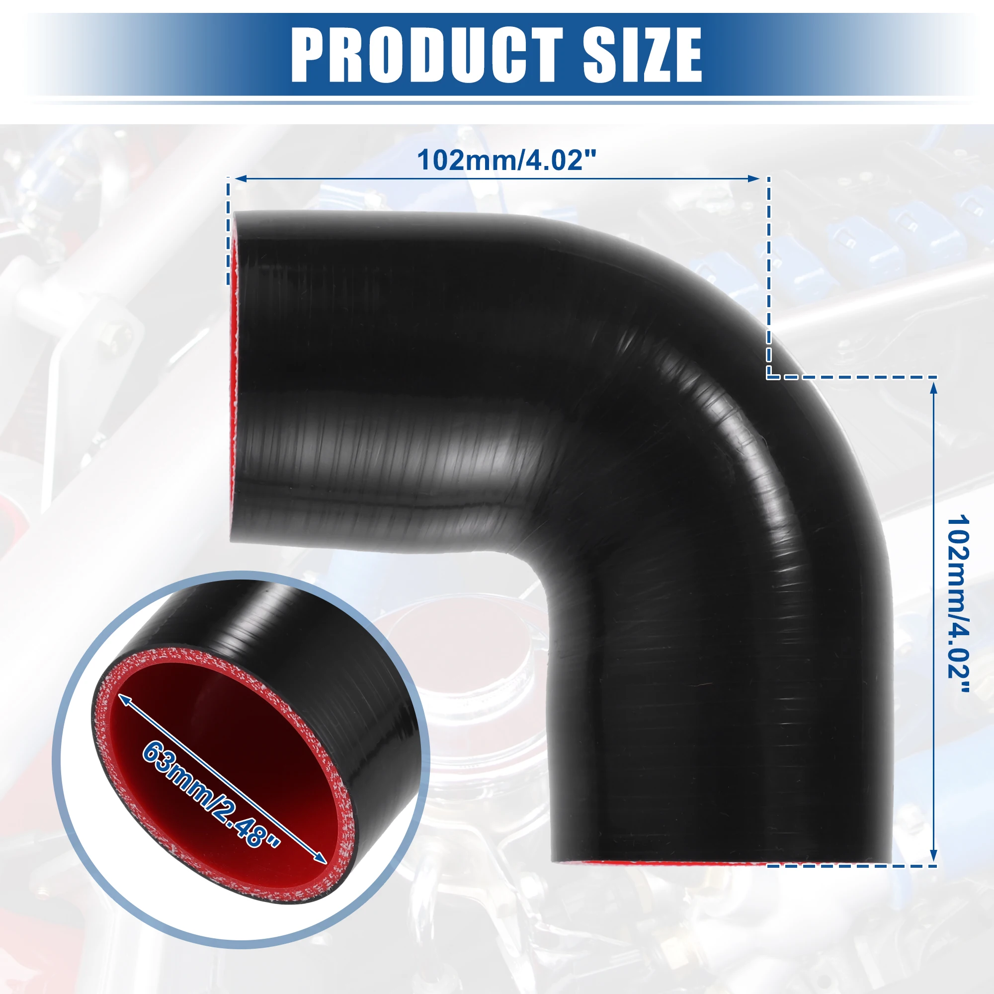 Tuyau Silicone 90° Rouge 35-45 Mm ID X 100 Mm - Universel Voiture, Résistant Haute Température 300°C