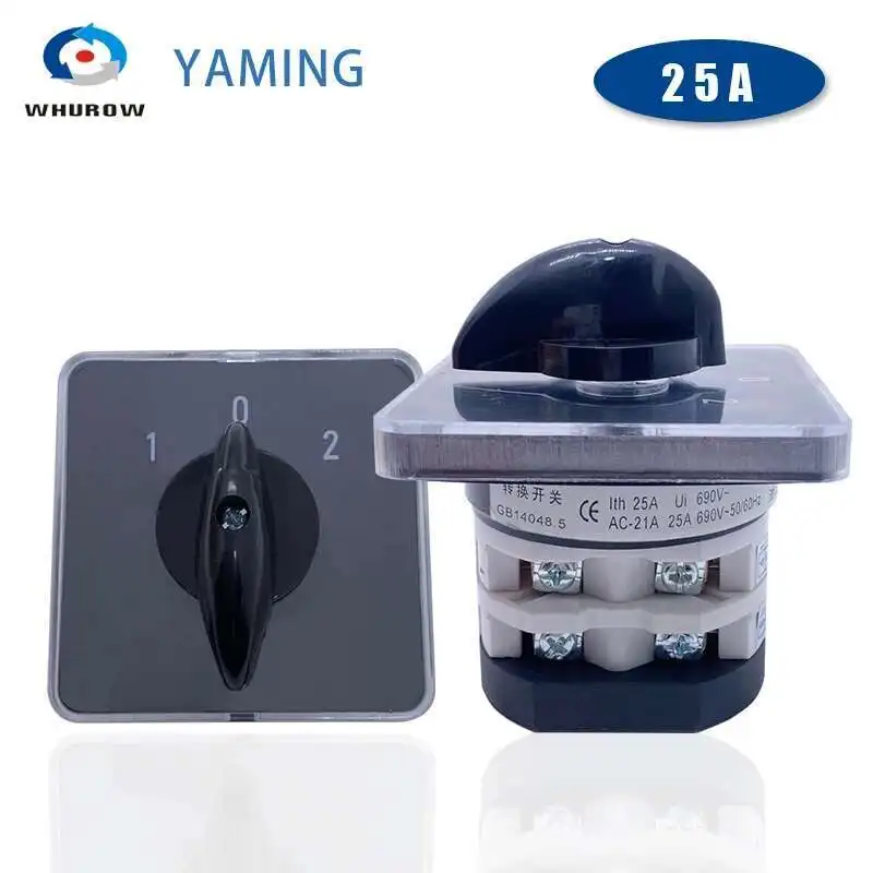 

YMZ12-25A Changeover Switch Isolator Silver Contact Power Control Interuptor Rotary Knob ON-OFF-ON Multi Positions LW31