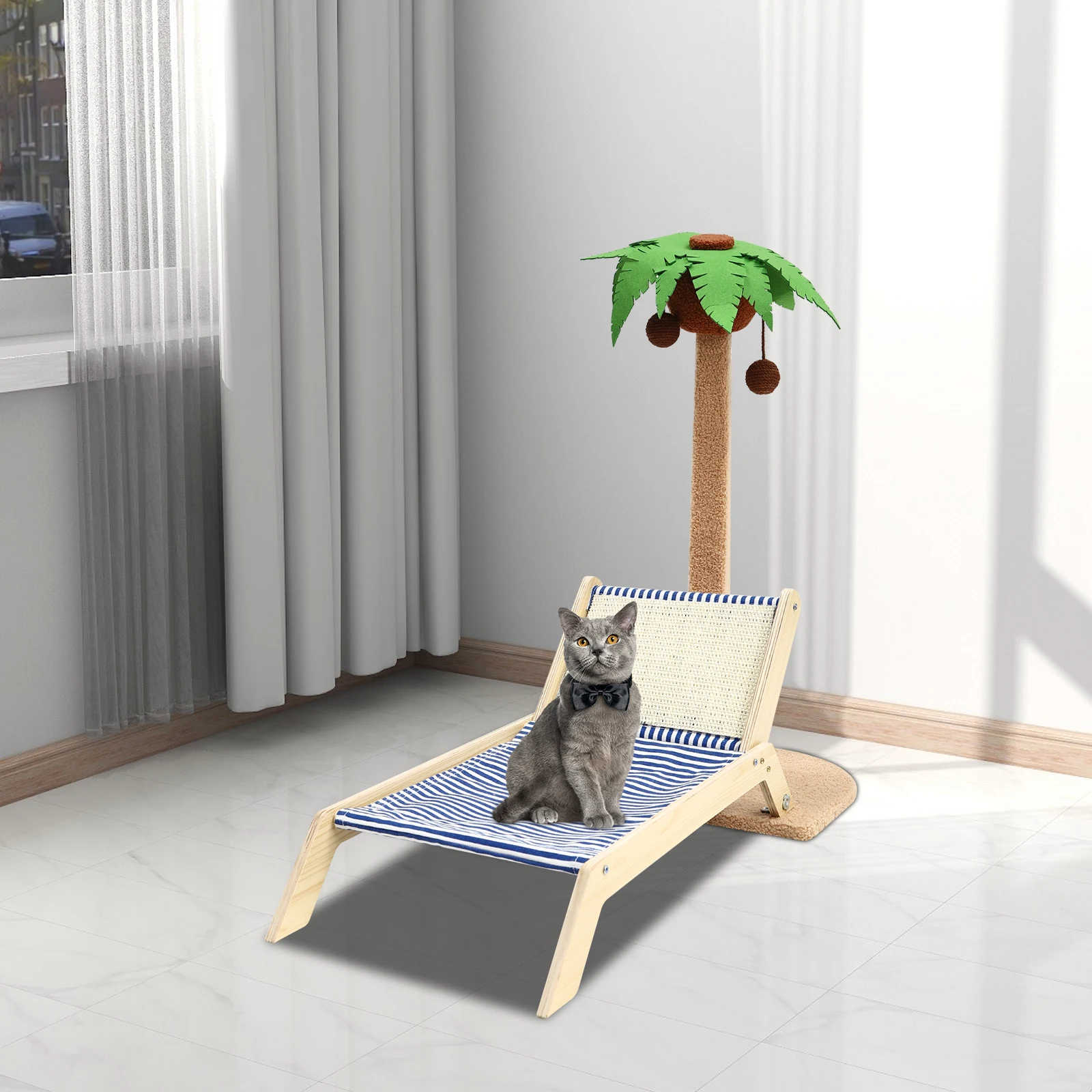 

Cat Nest Cat Scratching Posts Soft Velvet and Breathable Beach Chair Cats Lying Chair for Cats to Sleep, Entertainment, etc