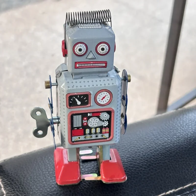 [Grappig] Klassieke collectie Retro Clockwork Wind up Metal Walking Tin Toy reparateur Robot Vintage Mechanisch MS249 kindercadeau