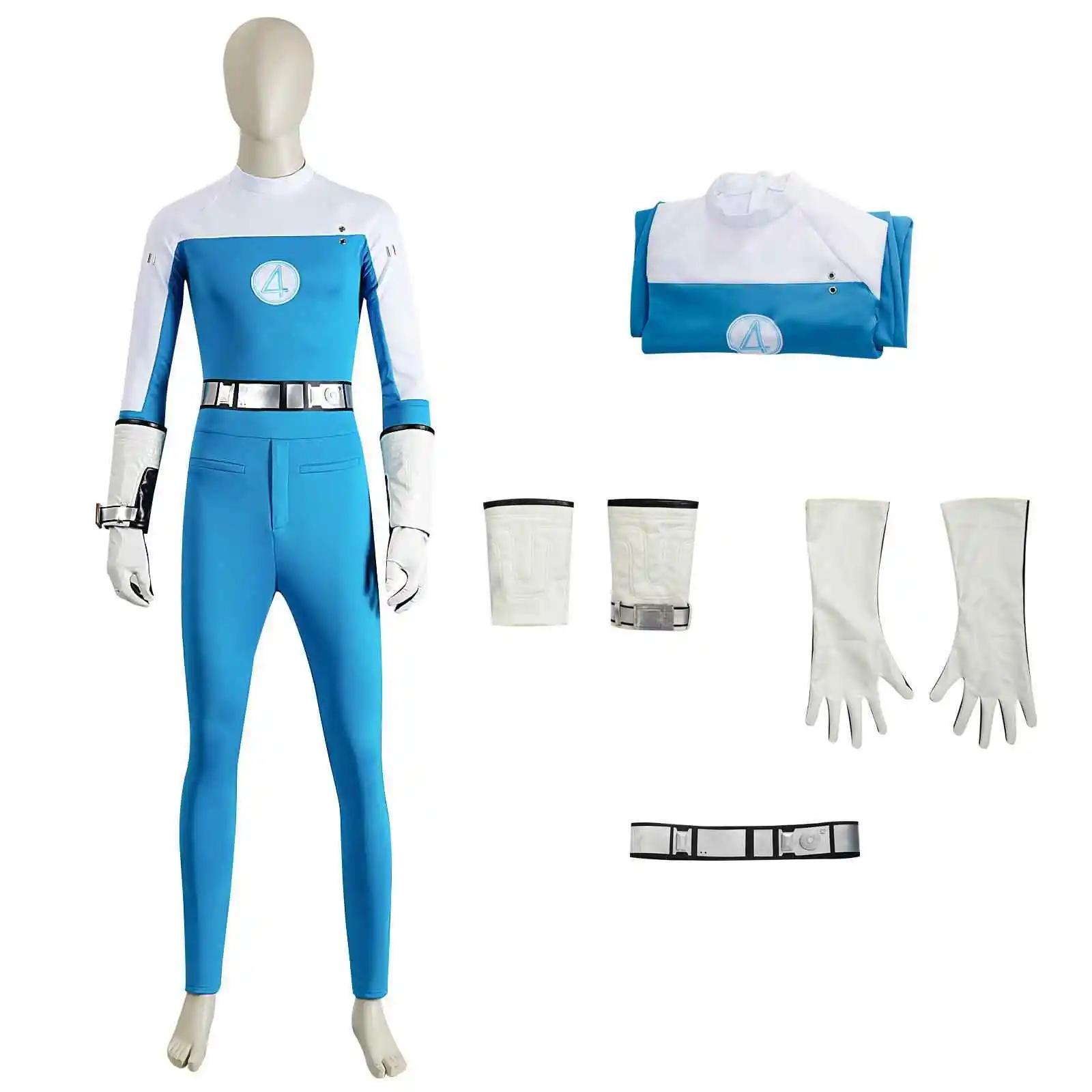 

Blue One-Piece Suit Set ous 4 Hero Initial arpn Thunderbolt Fire Cosplay Costume Movie Role Blue Overall Outfit Women