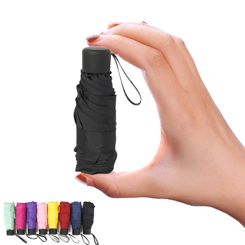 Mini paraguas pequeño de bolsillo para mujer, Paraguas Anti UV, paraguas para el sol, lluvia, a prueba de viento, ligero, plegable, portátil, para niño y niña