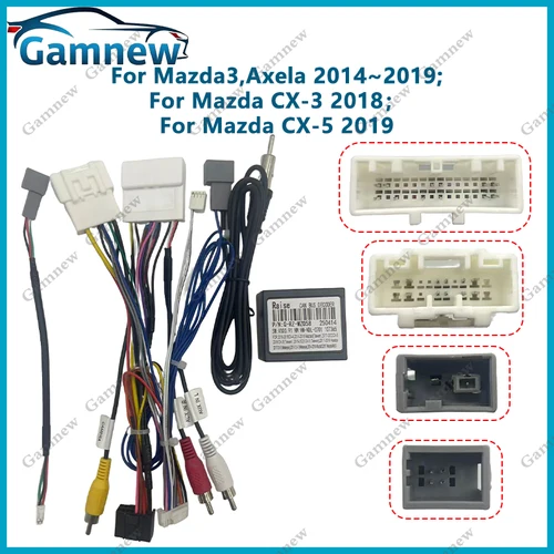 Adaptador de arnés de cableado de 16 pines para coche, decodificador de caja Canbus, Cable de alimentación de Radio Android para Mazda 3 Axela CX-3 CX-5