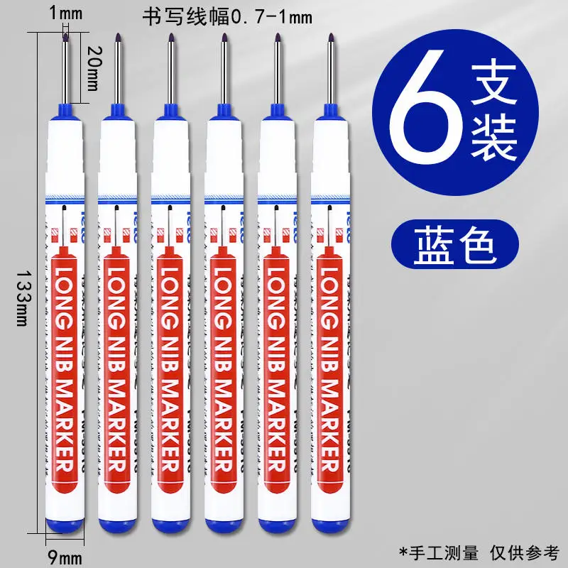 6ชิ้น/เซ็ตยาว Nib หัวเครื่องหมายห้องน้ำไม้จิตรกรรมตกแต่งหลุมลึกปากกามาร์คเกอร์สีแดง/สีดำ/สีฟ้า/สีเขียว/หมึกสีขาว