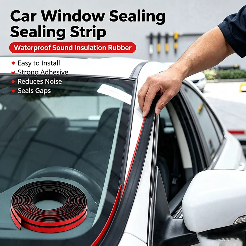 Car Window Rubber Seal Strip - Auto Door Edge Sealing Strip for Roof & Windshield - Dustproof & Waterproof Sealant Accessories