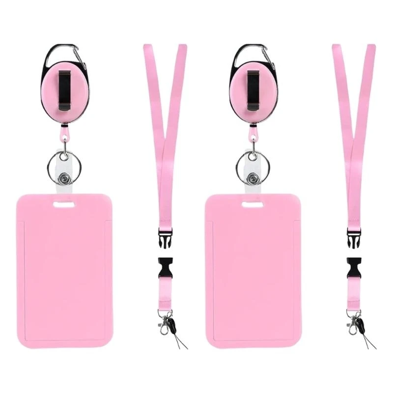 X7XC 2Set Lanyard Retractable Badge Reel with Cards Badges Holder Badge Reel Clip