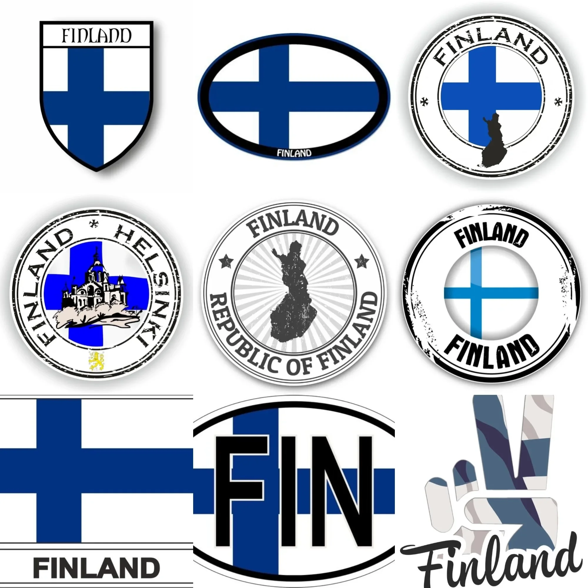

Finland FIN Flag Map National Emblem Creative PVC Sticker for Decorate Car Motorcycle Truck Window Fridge Wall Decal Accessorie