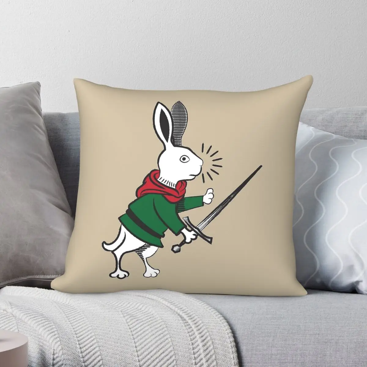 Kcd Marginalia Hare Henry Square Pillowcase Polyester Linen Velvet Pattern Zip Decor Pillow Case Home Cushion Cover Wholesale