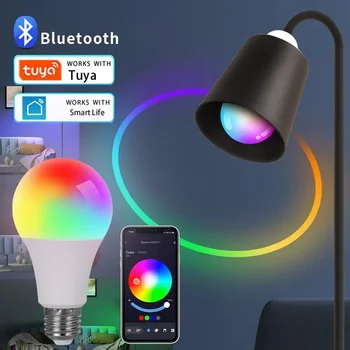 스마트 LED 전구 E27 투야 스마트 라이프 블루투스 앱 제어, RGB 조명 앰플, 홈 장식 스포트라이트 봄빌라, 220V, 110V