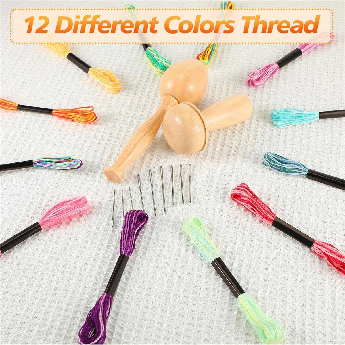 A95I-2 قطعة مجموعة لوازم جريئة بيضة جريئة للجوارب مستلزمات رمي الفطر الخشبية مع خياطة إبر العين #4