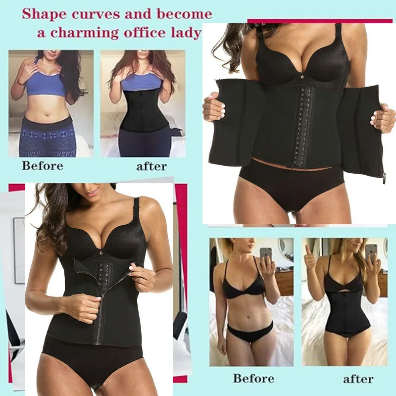 GUUDIA Waist Trainer Corset Clip and Zip Women Zipper Tummy Control Sport Workout Body Shaper Waist Cincher Plus Neoprene Sweat