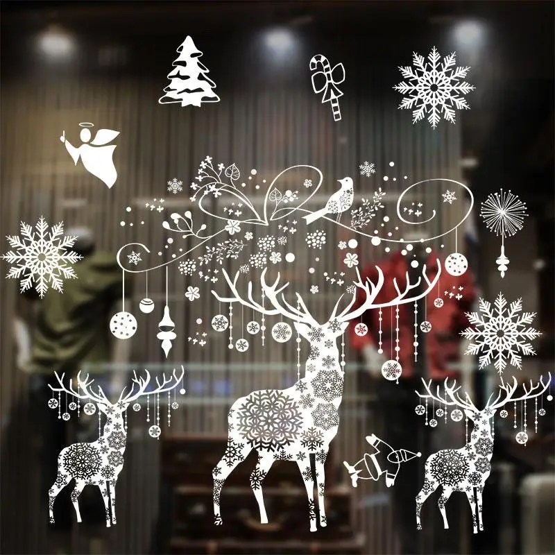

2026 Christmas Snowflake Electrostatic Stickers Festival Supplies Glass Stickers New Year Wallpaper PVC Party Decoration