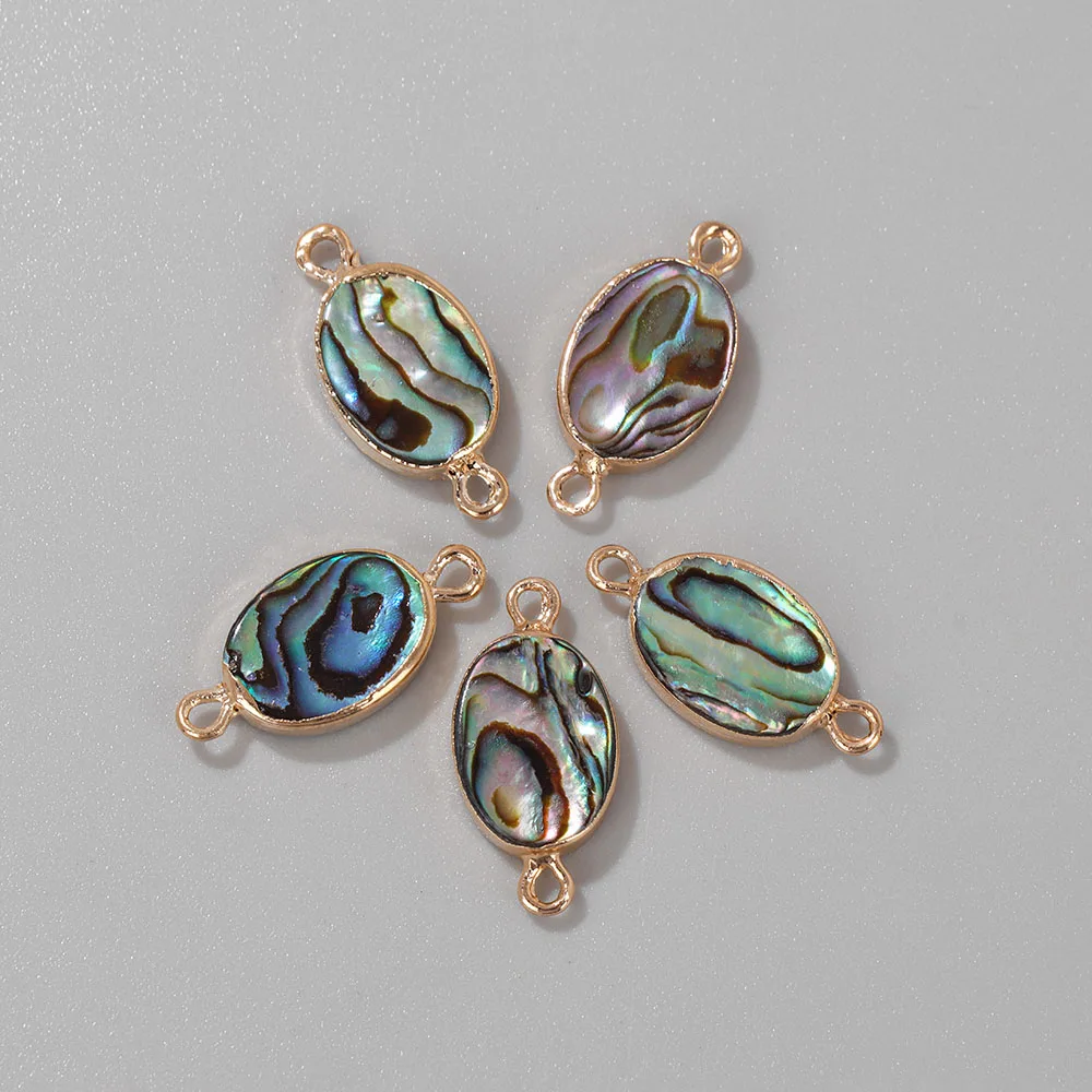 2PCS Natural Abalone Shell Pendant Charms for Jewelry Making