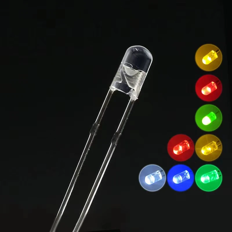 100 Stuks, Led Lichtgevende Diode Elektronische Set, 3Mm 5Mm, Led Diodes Diverse Set, Wit Groen Rood Blauw Geel, Indicatielampjes