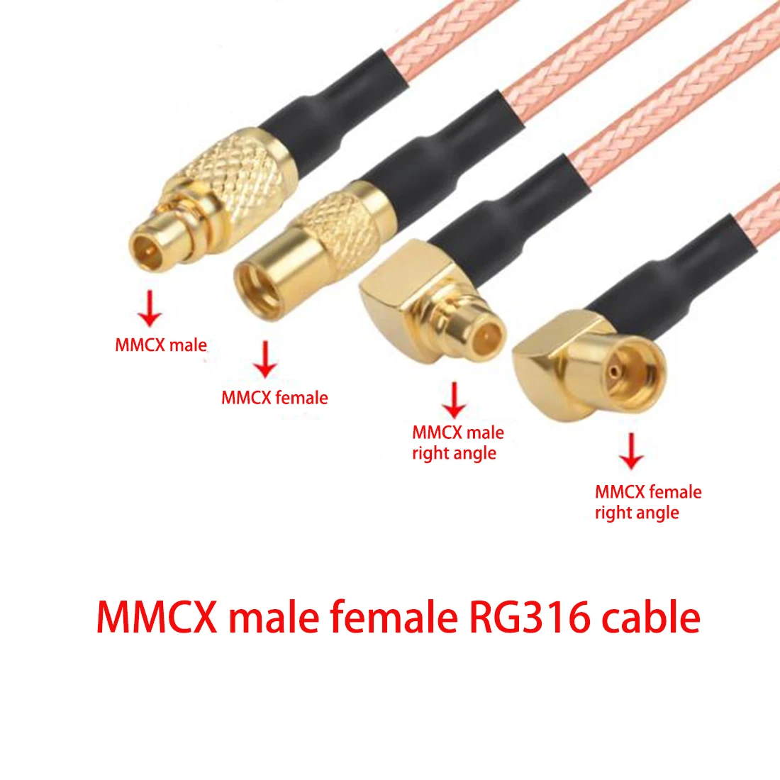 1PC MMCX Male Female to MMCX Plug Jack Straight Right Angle Connector Pigtail Cable RG316 15CM/30CM/50CM For Wireless Modem