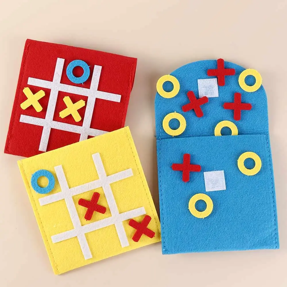 Creative Portable Felt Checkerboard Toys Kids Early Education Puzzle Tic-tac-toe Board Mini Circle Cross Chess Game Party Toys