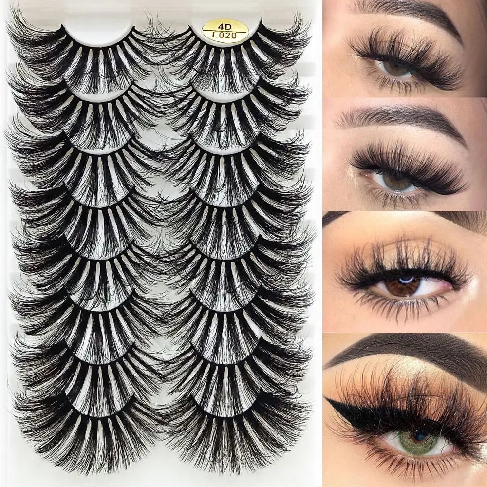 Paires de faux cils 4D en vison, effet multicouche, longs et naturels, 25 mm, sans cruauté, pour femme