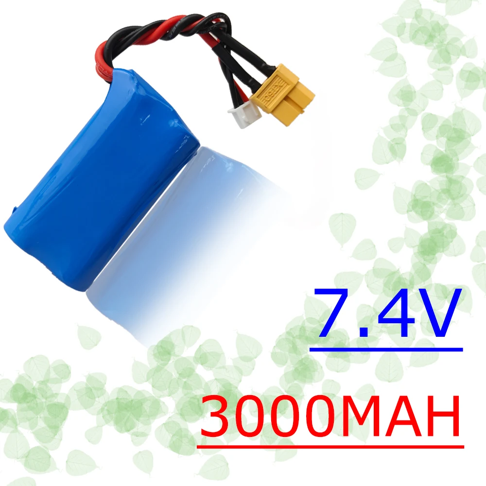 7.4V battery 18650 2S1P Battery Pack 3000mah Rechargeable Li-ion ，Suitable for Model Airplane，drone battery