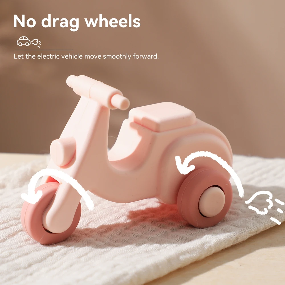 Jouets de dentition en Silicone pour bébé, vélo électrique de dessin animé, Gel de soins dentaires pour enfants, produits pour bébés de qualité alimentaire, cadeau pour nouveau-nés