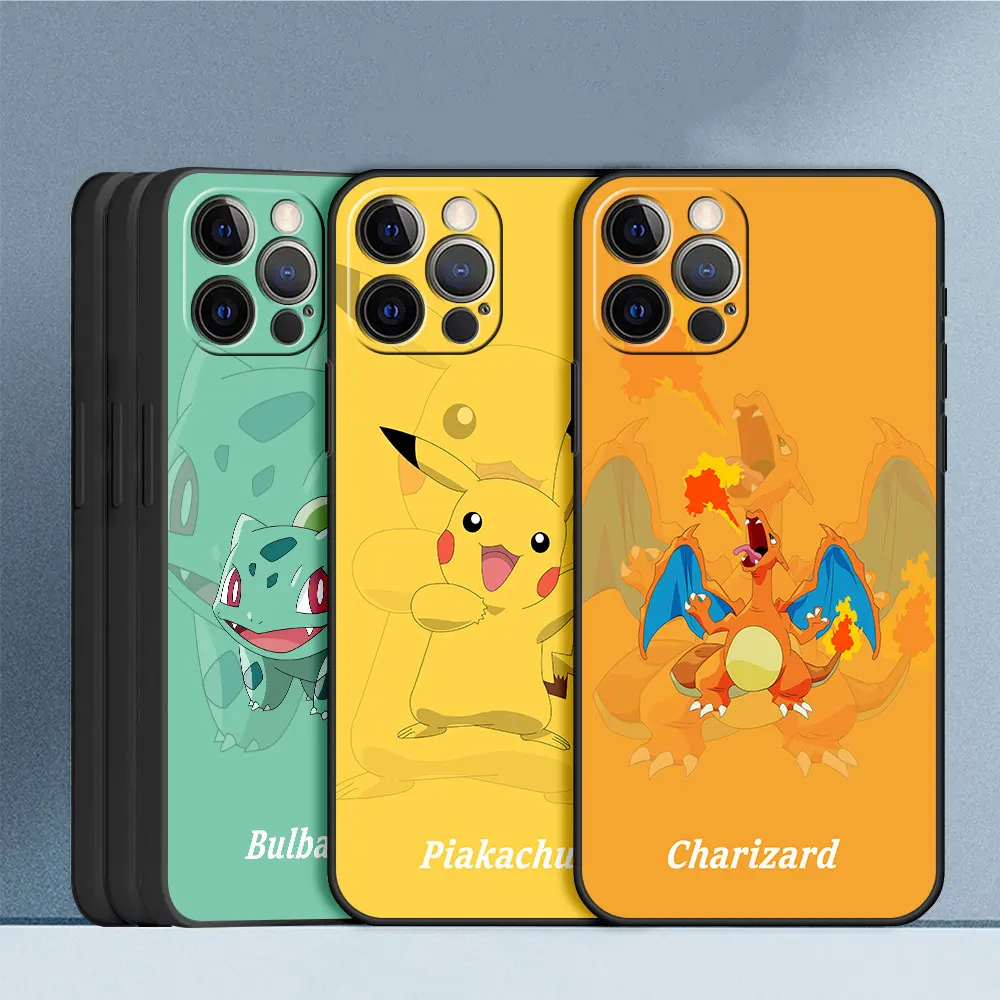 Case For Apple iPhone 14 Pro Max 13 11 12 Mini X XR 7 8 Plus 6 6S SE 15 7+ 8+ Black Soft Phone Cover Pokemon Pikachu Gengar