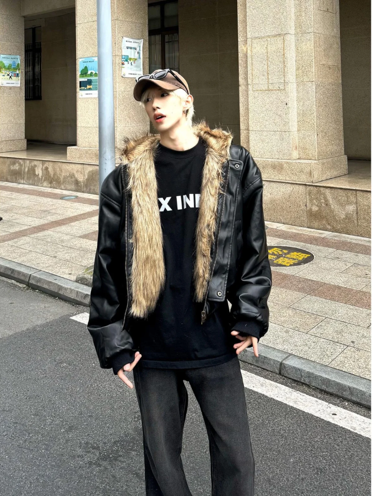 

American Retro Motorcycle Sle Jaet Cotton Clothes ex Double-Sided Wear Loose Couples Outerwear Trendy Youth