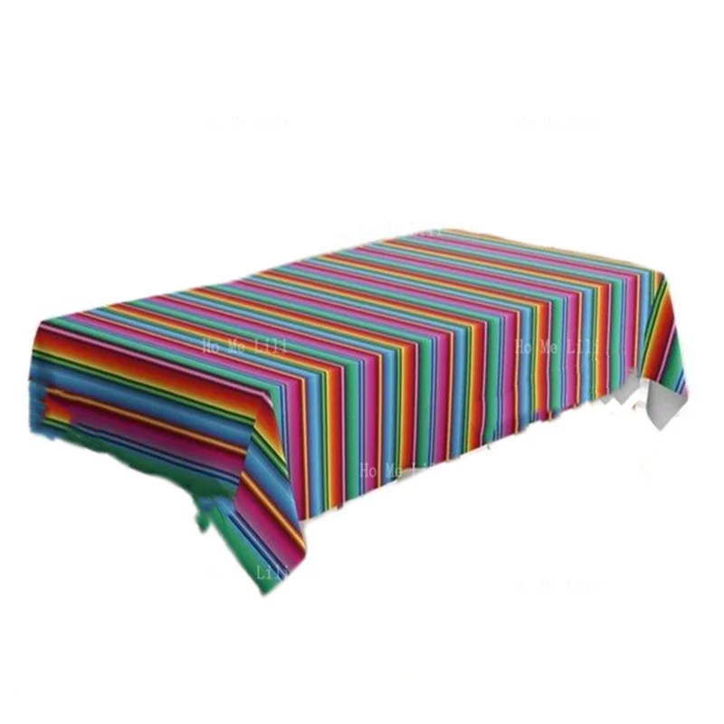 Decorative Tablecloth Mexican Pattern Colorful Stripes Print Rectangle Home Decor Fabric To Avoid Wear And Tear