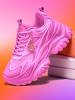 Chaussures décontractées pour femmes, baskets à plateforme 7 cm, légères et respirantes en EVA, style Dad Shoes blanc, grandes tailles, chaussures de sport, Sun Chain 2
