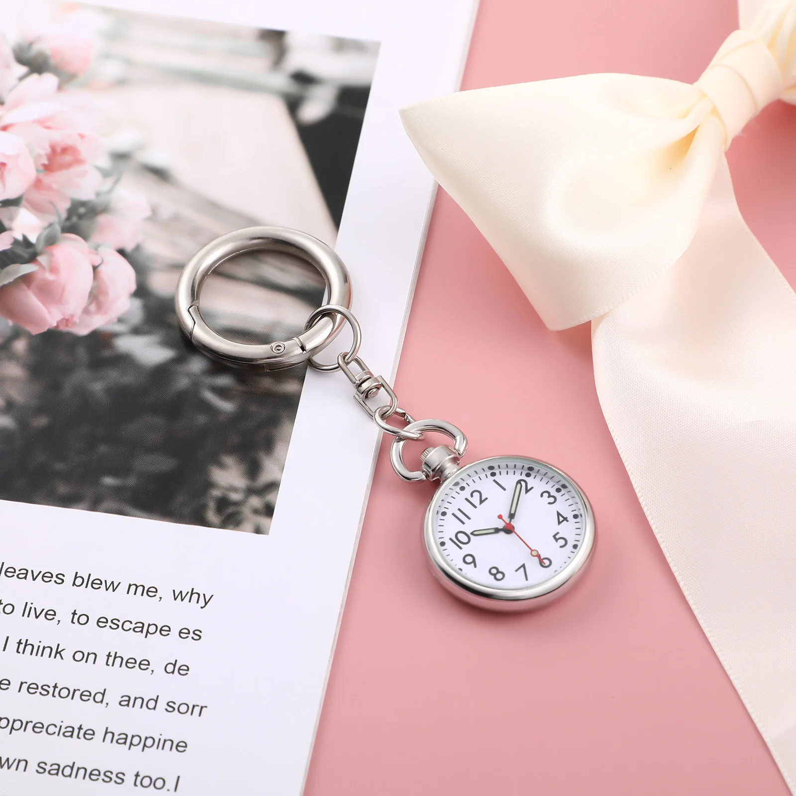 

Nurse Watch Keychain Clip On Watches for Women Small Portable Pocket Watch Pointers Precision Quartz Nurses Student