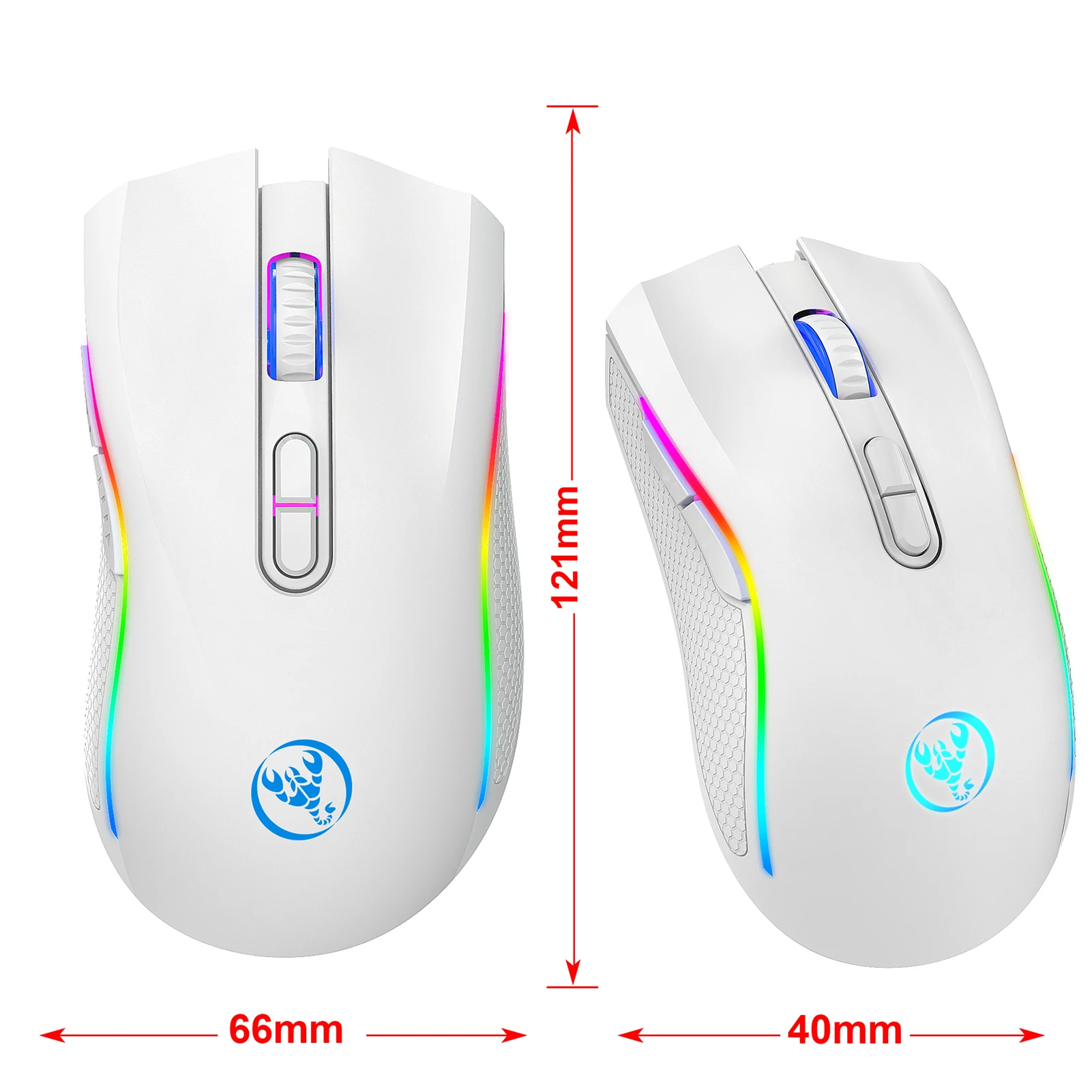 HXSJ T69 2.4G Wireless Mechanical Mouse RGB Gaming Mouse Ergonomic 7 Programmable Buttons 4800DPI Mouse for Office Gamer