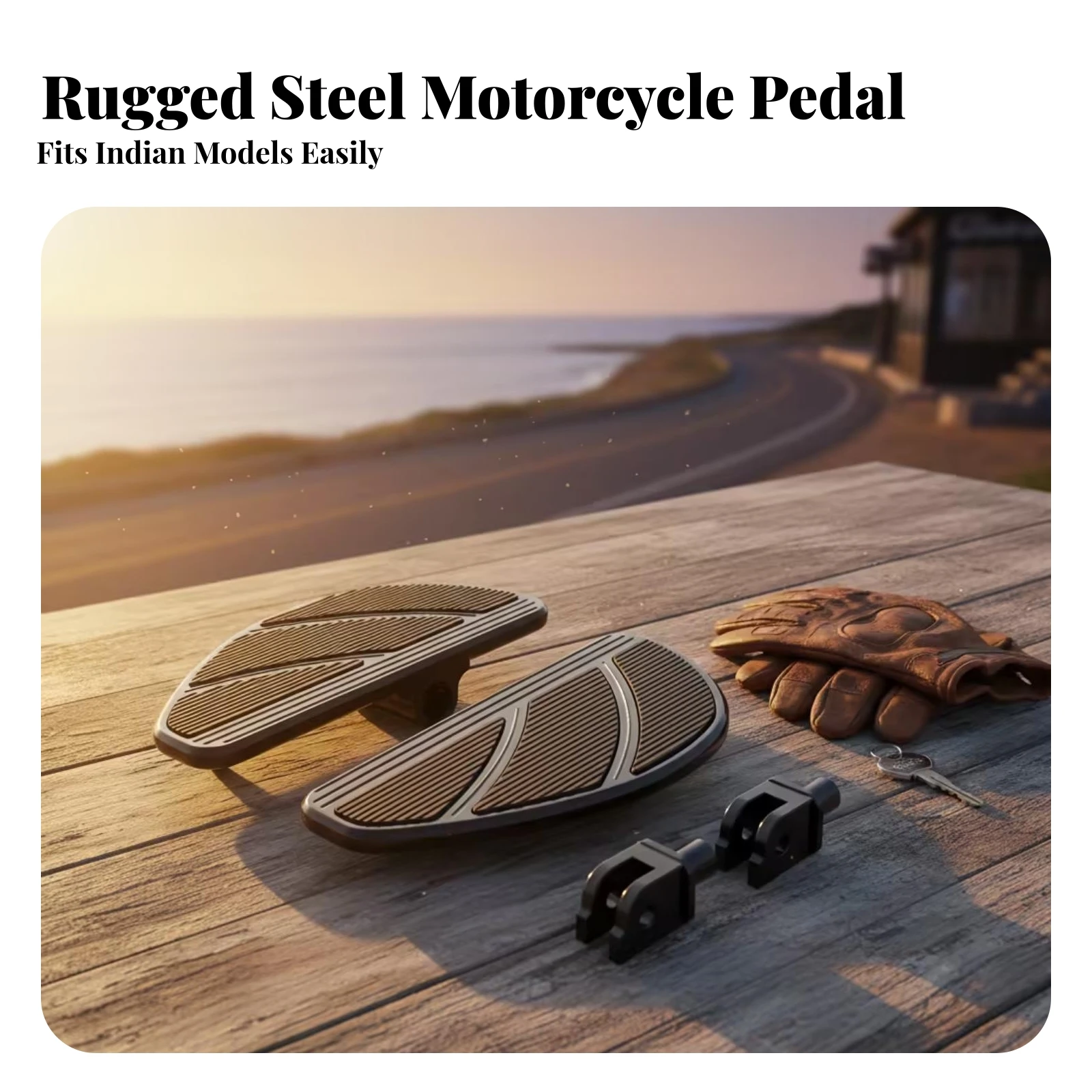 Motorcycle Footboards with Clamps Comfortable Motorcycle Footboards with Adaptors Footrests Widened Textured for Motorcyclists