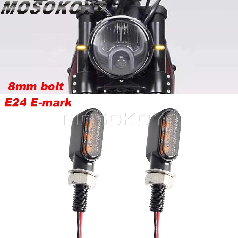Image of 3 LEDS Motorrad Indikatoren Mini LED Blinker Licht Flasher Bernstein Blinker E24 E-Mark Signal Lampe Blinker Universal 8mm Bolzen