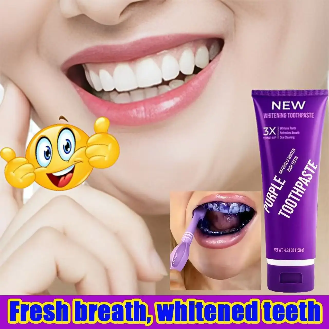 

Purple tube toothpaste is a must-have for home use: it deeply cleanses and brightens teeth, freshens breath all day long