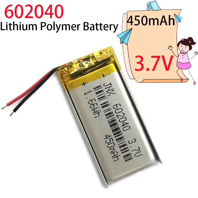 Top SELLER Hot High Quality 602040 3.7v 450mAh High Capacity Rechargeable Lithium Li-po Li-polymer Li Ion Battery