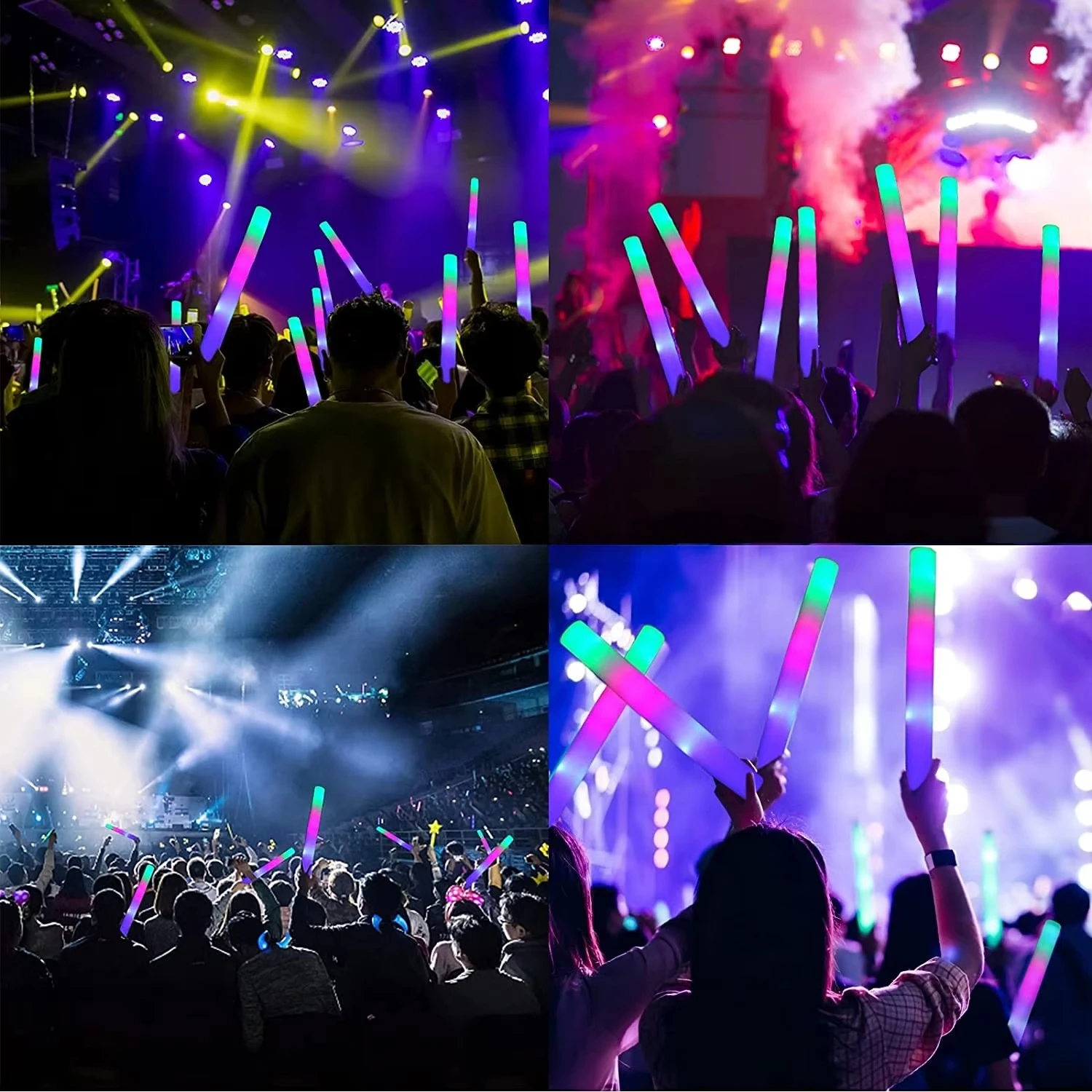 

100 PCS Plastic RGB LED Glowing Sticks for Parties, Weddings, Christmas and Birthday Events - Lots of Colorful Party Decorations