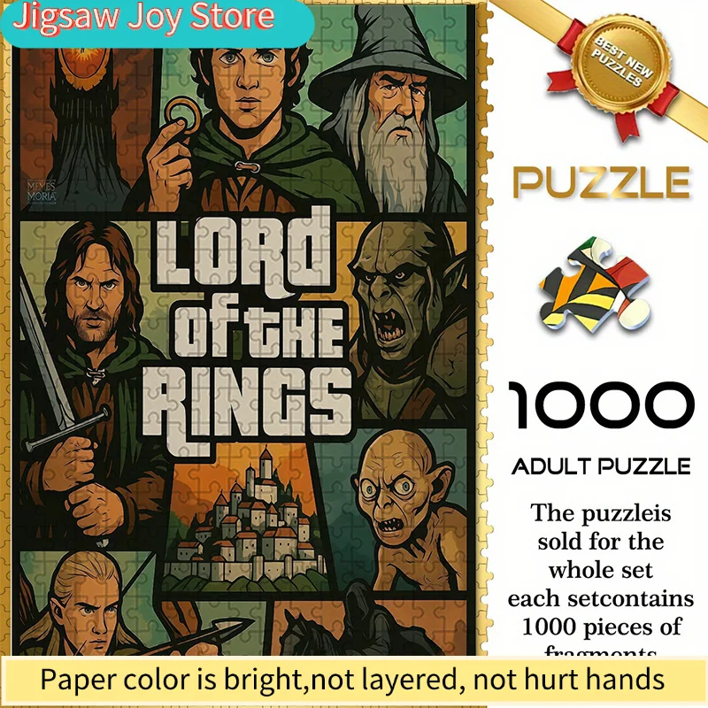 

Warner Bros. Seamless Jigsaw Puzzle Z12.1-14, The Lord of the Rings Comic-Style Character Scene, Durable Thickened DIY Puzzle,