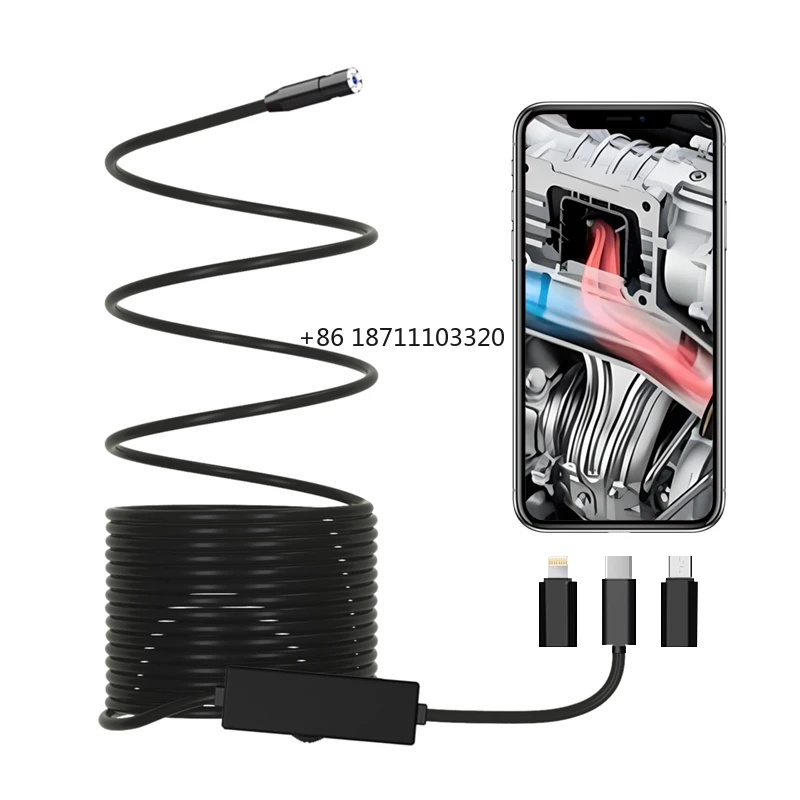 

Dearsee 3 в 1 USB-эндоскопическая инспекционная камера для IOS и Android полужесткая 3-метровая водонепроницаемая промышленная эндоскопическая камера